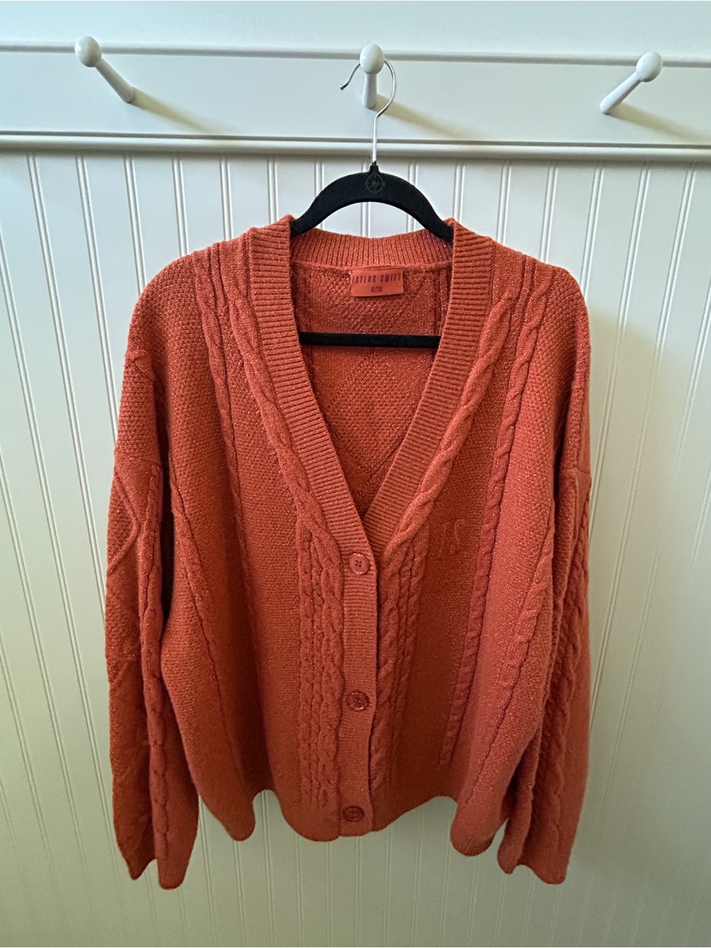 Taylor Swift TLOAS Cable Knit Button-Front Cardigan Sweater - Sparkle Rust